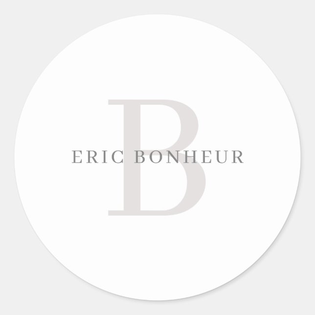 Sticker Rond Nom moderne élégant et monogramme (Devant)
