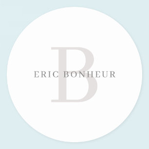 Sticker Rond Nom moderne élégant et monogramme
