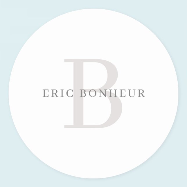 Sticker Rond Nom moderne élégant et monogramme (Créateur téléchargé)