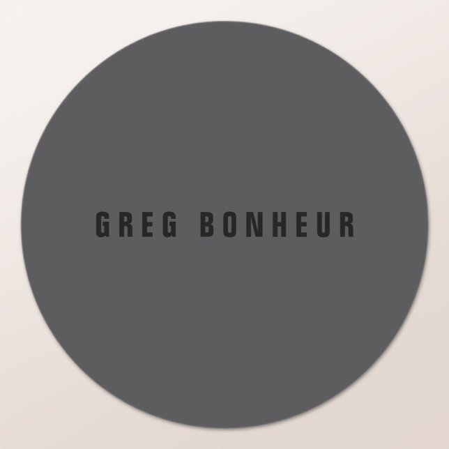 Sticker Rond Nom moderne ou autre Modèle de texte | Gris charbo (Créateur téléchargé)