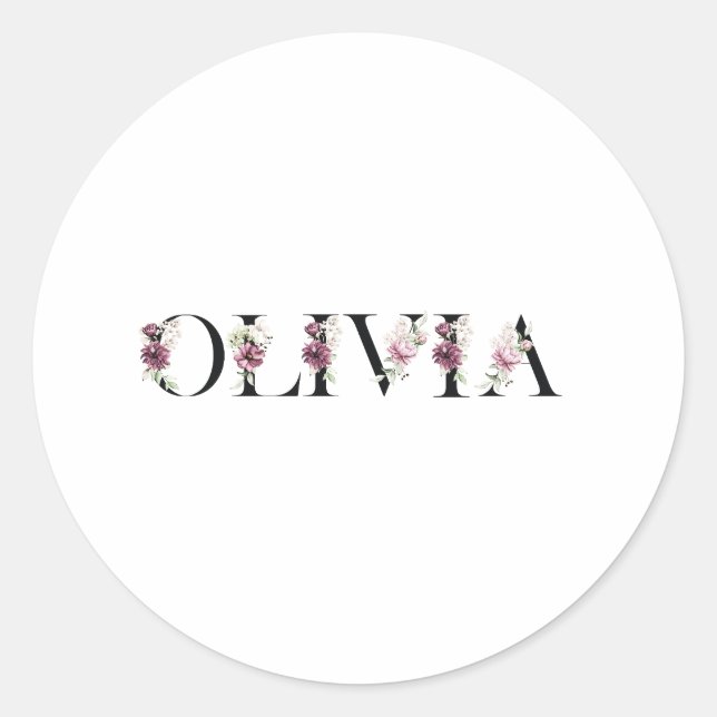 Sticker Rond Nom Olivia (Devant)