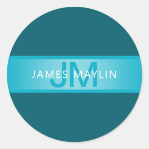 Sticker Rond Nom ou raison sociale moderne Blue Gradient