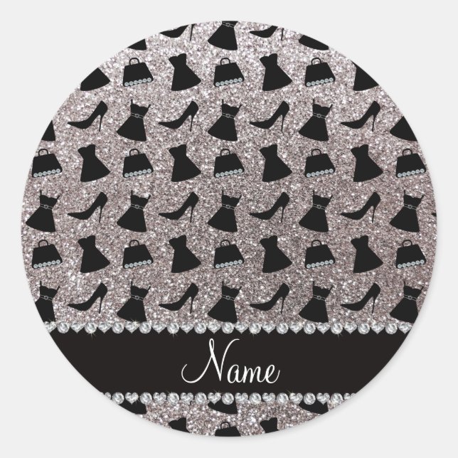 Sticker Rond Nom parties scintillant argent talons hauts porte- (Devant)