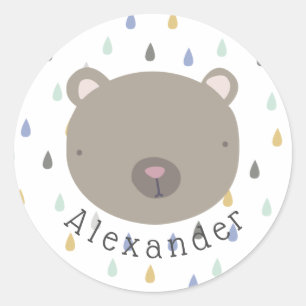 Sticker Rond Nom personnalisable Cute Bear