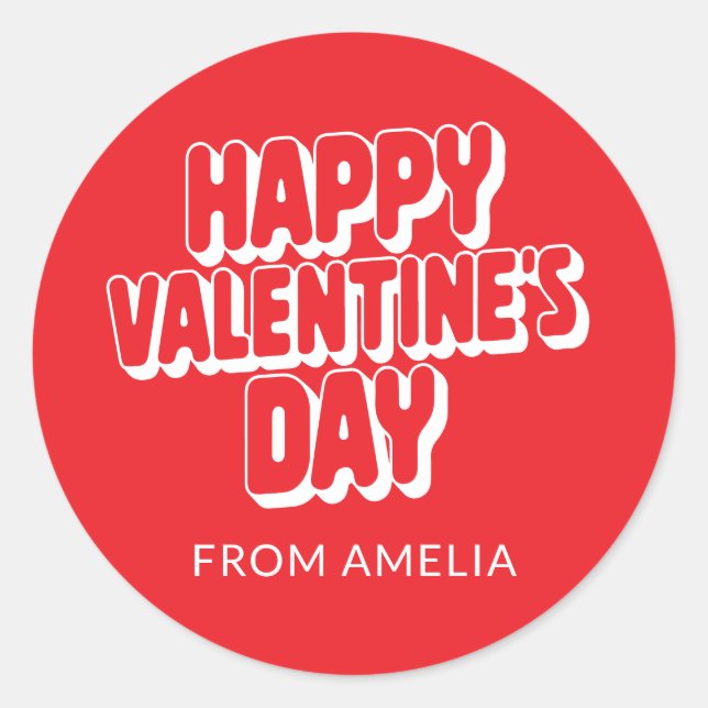 Sticker Rond Nom personnalisé Bright Red Valentine's Day de (Devant)