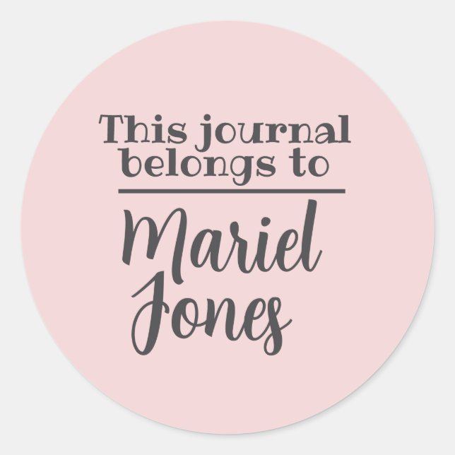 Sticker Rond Nom Personnalisé Ce Journal Appartient Aux Autocol (Devant)