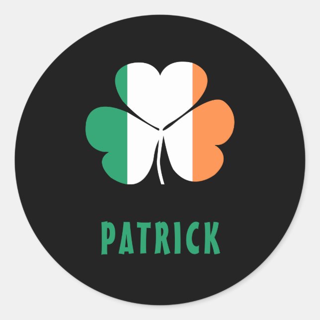 Sticker Rond Nom personnalisé Celtic Irlande Shamrock Drapeau i (Devant)
