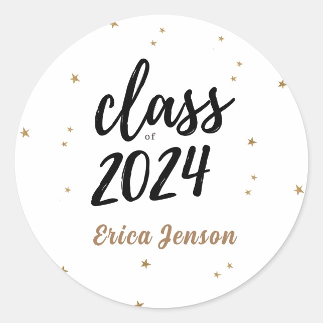 Sticker Rond Nom personnalisé Classe de cookies de 2024 Gold Gr (Devant)