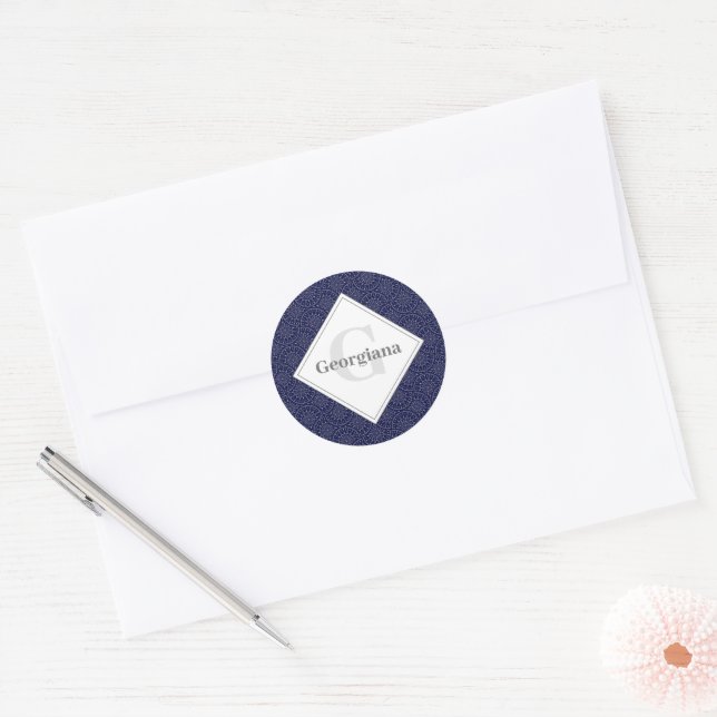 Sticker Rond Nom personnalisé Ditsy Winter Snow Angles Fans Sno (Enveloppe)