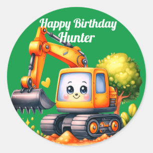 Sticker Rond Nom personnalisé du garçon Joyeux anniversaire