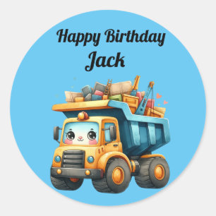 Sticker Rond Nom personnalisé du garçon Joyeux anniversaire