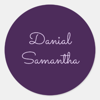Sticker Rond Nom personnalisé élégant Purpule Personnalisé