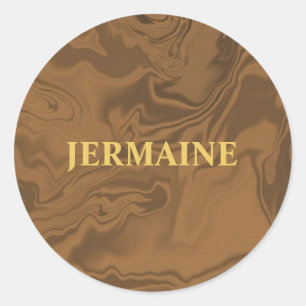 Sticker Rond Nom personnalisé marbre brun texture