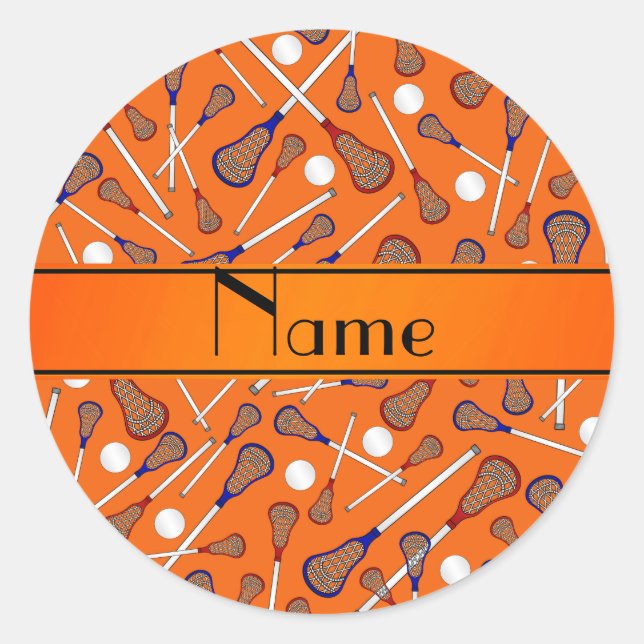 Sticker Rond Nom personnalisé motif de crosse orange (Devant)