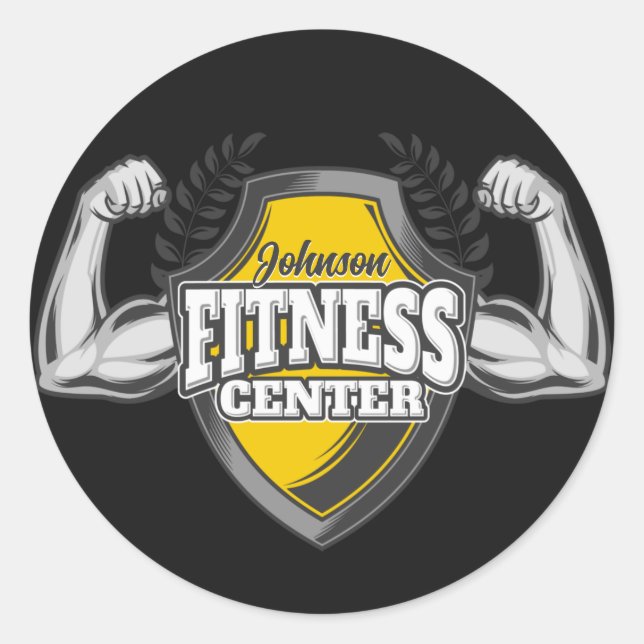 Sticker Rond Nom personnalisé Muscle Fitness Trainer Gym (Devant)