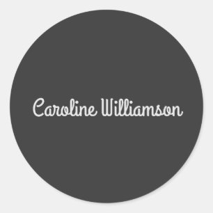 Sticker Rond Nom personnalisé Noir Blanc Retro Typographie