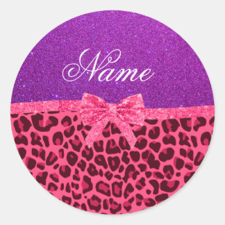 Sticker Rond Nom personnalisé parties scintillant violet rose l