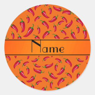 Sticker Rond Nom personnalisé piment orange
