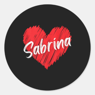 Sticker Rond Nom personnalisé Sabrina I Love Sabrina Heart Vin