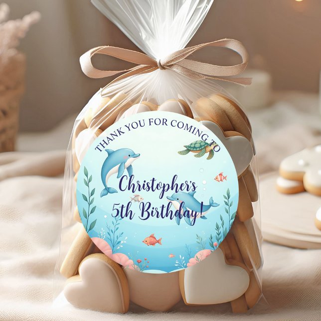 Sticker Rond Nom personnalisé sous la fête d'anniversaire de la (Créateur téléchargé)