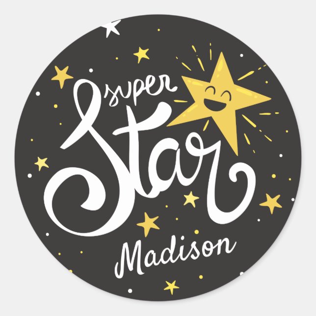 Sticker Rond Nom personnalisé Superstar (Devant)
