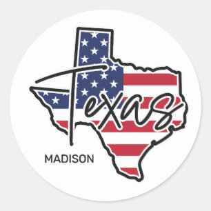 Sticker Rond Nom personnalisé Texas