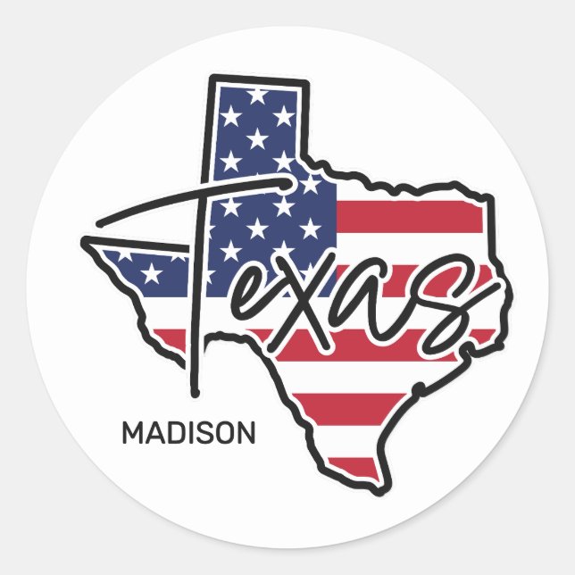 Sticker Rond Nom personnalisé Texas (Devant)