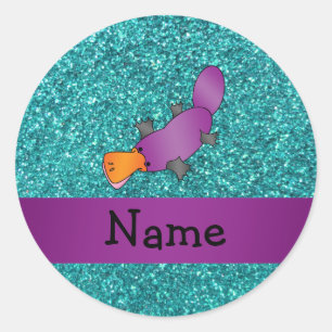 Sticker Rond Nom personnalisé violet platypus