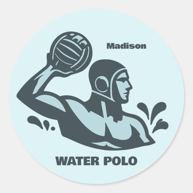 Sticker Rond Nom personnalisé Water Polo (Devant)