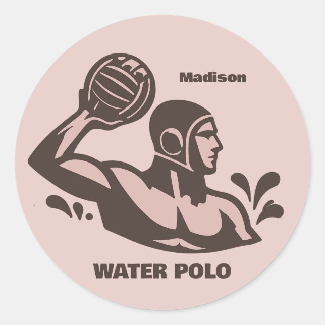 Sticker Rond Nom personnalisé Water Polo (Devant)