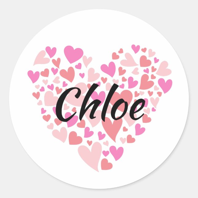 Sticker Rond Nom personnel avec coeur (Devant)