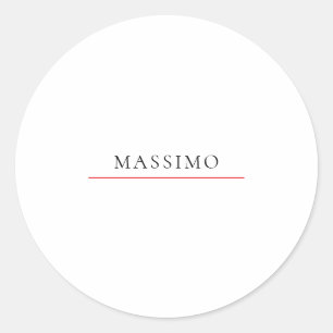 Sticker Rond Nom personnel décoration chic simple noir blanc