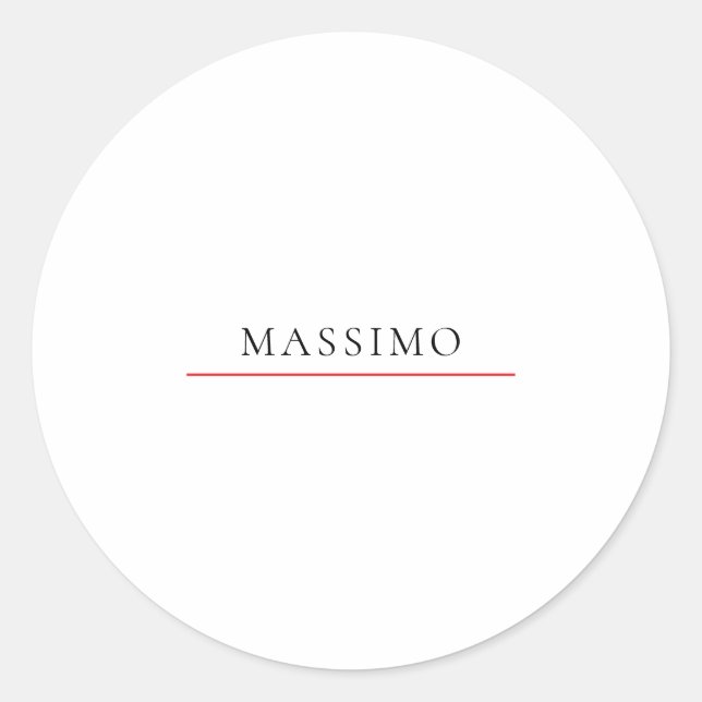 Sticker Rond Nom personnel décoration chic simple noir blanc (Devant)
