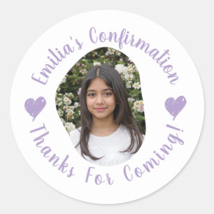 Sticker Rond Nom photo personnalisé Merci de confirmation Faveu