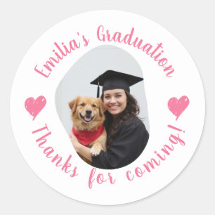 Sticker Rond Nom photo personnalisé Merci de graduation Faveurs
