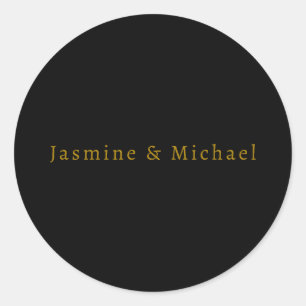 Sticker Rond Nom propre minimaliste mignon noir et or