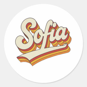 Sticker Rond Nom rétro Sofia Design vintage des années 70