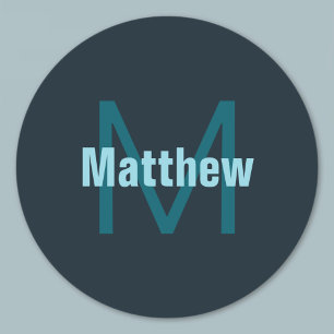 Sticker Rond Nom simple en gras personnalisable en monogramme