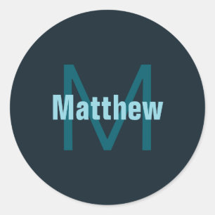 Sticker Rond Nom simple en gras personnalisable en monogramme