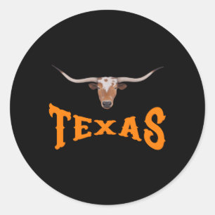 Sticker Rond Nom Texas Avec Longhorn Sr'S Head