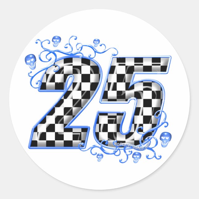 Sticker Rond nombre 25 de emballage bleu (Devant)