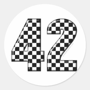 Sticker Rond nombre 42 checkered