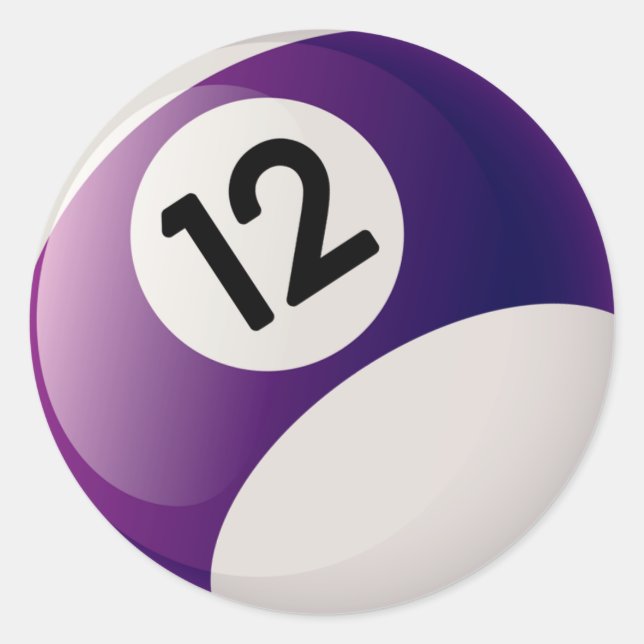STICKER ROND NOMBRE DOUZE BILLIARDS BALL (Devant)