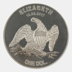 Sticker Rond Nommé dollar argent 1865