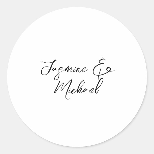 Sticker Rond Noms de calligraphie chic adorables mariages (Devant)