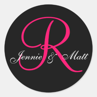 Sticker Rond Noms de chambre de mariée monographique personnali