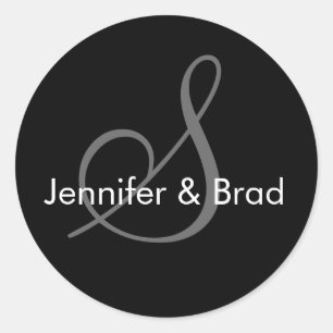 Sticker Rond Noms de la chambre de mariée mariage Monogramme S