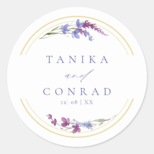 Sticker Rond Noms de l'aquarelle du Mariage fleur sauvage Peri