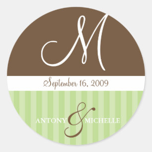 Sticker Rond Noms de mariage et monogramme de date
