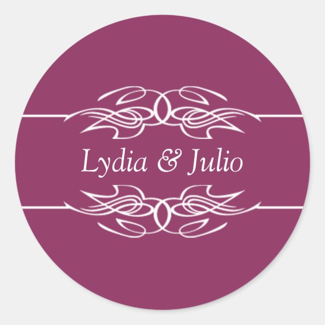 Sticker Rond Noms Invitation Framboise foncée (Devant)